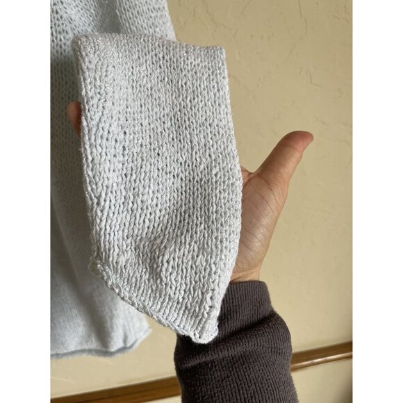 J. Jill Size Medium Relaxed Light Blue Open Knit Pullover Cotton Blend Sweater B - Picture 5 of 8